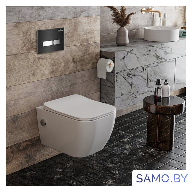 Унитаз подвесной Roxen Cube Bidet One Rimless 6 в 1 StounFix Dual Fresh 649838 (чёрное стекло) - Изображение №10 — Интернет-магазин samo.by