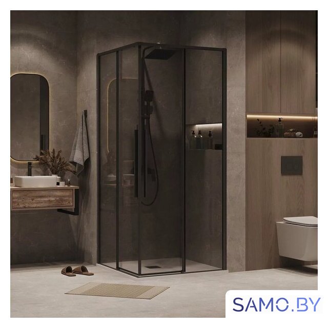 Душевой уголок Grossman Galaxy 100x90x195 300.K33.01.1090.21.10 (черный матовый/тонированное стекло) - Изображение №7 — Интернет-магазин samo.by
