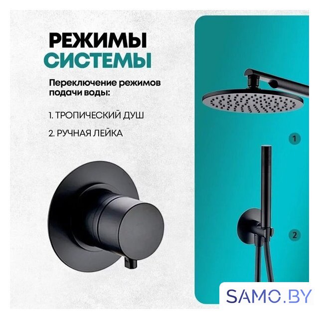 Душевая система  Grocenberg GB5090 (черный матовый) - Изображение №4 — Интернет-магазин samo.by