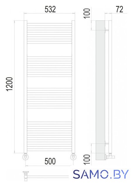 Полотенцесушитель TERMINUS Аврора П22 50x120 RAL 9003 - Изображение №3 — Интернет-магазин samo.by