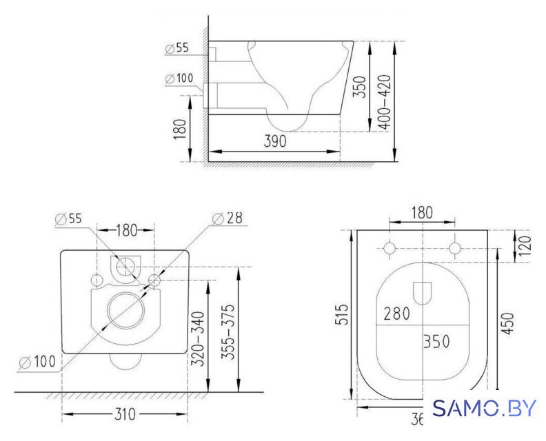 Унитаз подвесной Roxen Boro в комплекте с инсталляцией StounFix Dual Fresh 6 в 1 966532 (кнопка: бежевый) - Изображение №17 — Интернет-магазин samo.by