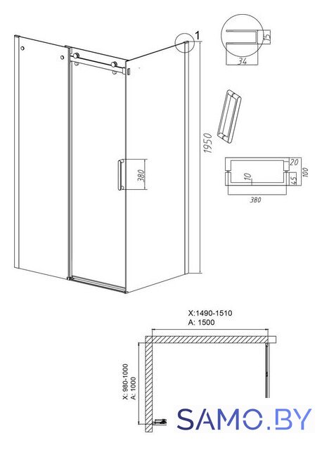 Душевой уголок Grossman Classic 150х100х195 120.K33.04.1510.42.00 (графит сатин/стекло прозрачное) - Изображение №10 — Интернет-магазин samo.by