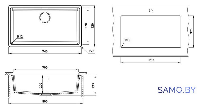 Кухонная мойка Roxen Gap 360270-74SG - Изображение №3 — Интернет-магазин samo.by