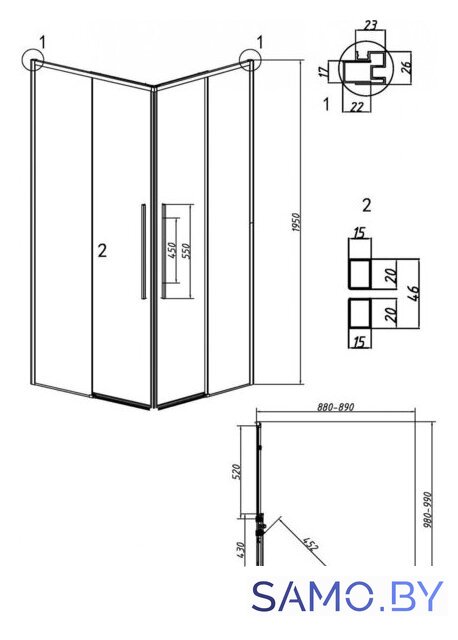 Душевой уголок Grossman Galaxy 100x90x195 300.K33.01.1090.42.00 (графит сатин/прозрачное стекло) - Изображение №11 — Интернет-магазин samo.by