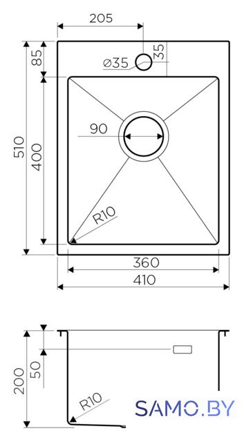 Кухонная мойка Omoikiri Akisame 41-IN 4973056 (нержавеющая сталь) - Изображение №2 — Интернет-магазин samo.by