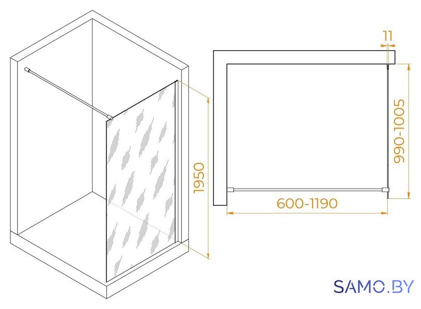 Душевая стенка RGW WA-002W 35100210-15 100 (белый/прозрачное стекло) - Изображение №2 — Интернет-магазин samo.by