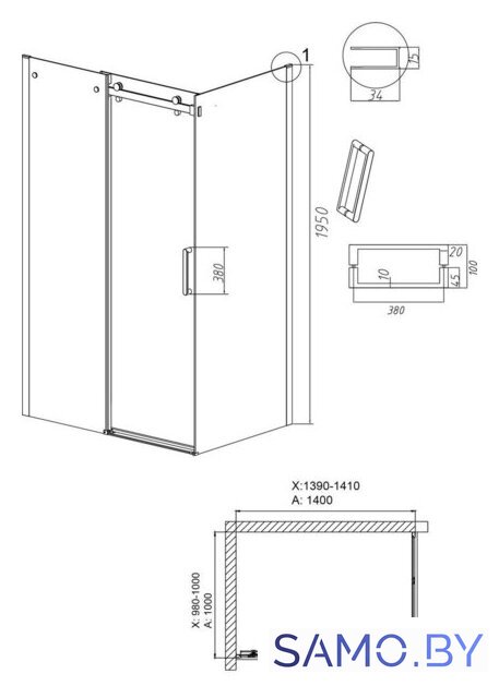 Душевой уголок Grossman Classic 140х100х195 120.K33.04.1410.42.00 (графит сатин/стекло прозрачное) - Изображение №10 — Интернет-магазин samo.by