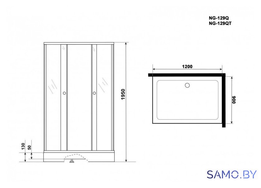 Душевой уголок Niagara NG-129-14Q 120x90 - Изображение №4 — Интернет-магазин samo.by