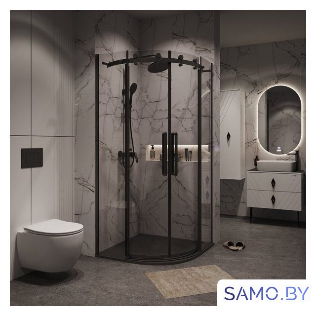 Душевой уголок Grossman Classic 100x100x195 301.K33.04.1010.21.00 (черный матовый/прозрачное стекло) - Изображение №7 — Интернет-магазин samo.by
