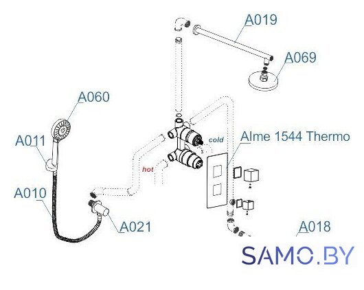 Душевая система  Wasserkraft A171519 - Изображение №7 — Интернет-магазин samo.by