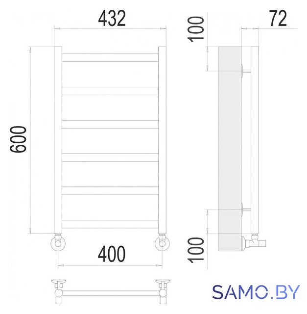 Полотенцесушитель TERMINUS Аврора П6 400x600 (RAL 9003) - Изображение №3 — Интернет-магазин samo.by