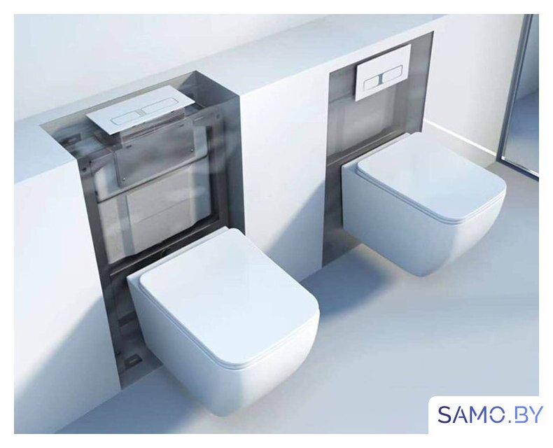 Унитаз подвесной Roxen Boro в комплекте с инсталляцией StounFix Dual Fresh 6 в 1 966244 (кнопка: бежевый) - Изображение №16 — Интернет-магазин samo.by