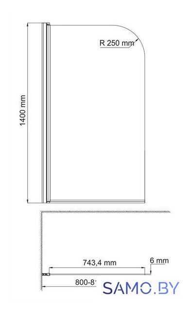 Стеклянная шторка для ванны Wasserkraft Leine 35P01-80WHITE - Изображение №4 — Интернет-магазин samo.by