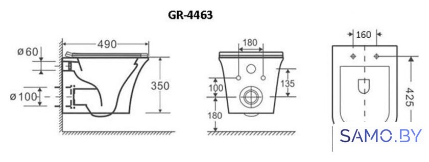 Унитаз подвесной Grossman GR-4463S (с сиденьем) - Изображение №6 — Интернет-магазин samo.by