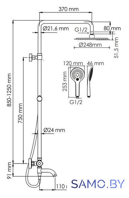 Душевая система  Wasserkraft A188.257.155.WM Thermo - Изображение №3 — Интернет-магазин samo.by