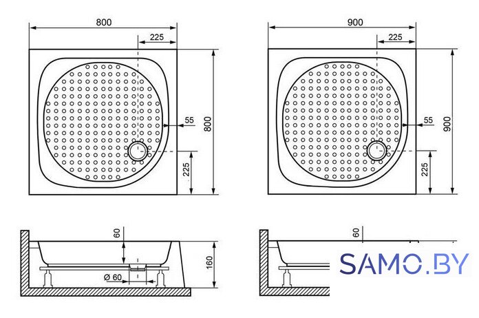 Душевой поддон RGW LUX/TN 80х80 - Изображение №2 — Интернет-магазин samo.by