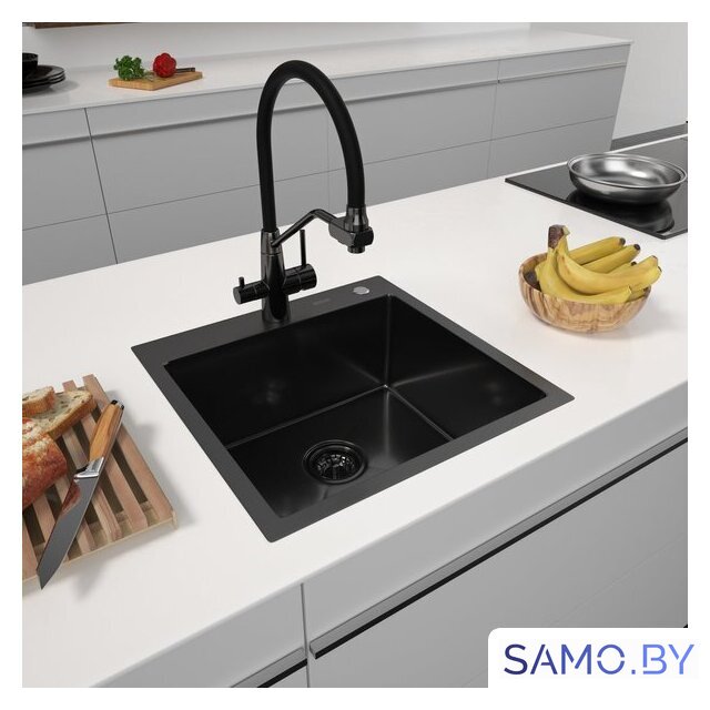 Кухонная мойка ARFEKA Eco AR 500*500 Black PVD Nano Decor Volcanic Rock - Изображение №1 — Интернет-магазин samo.by