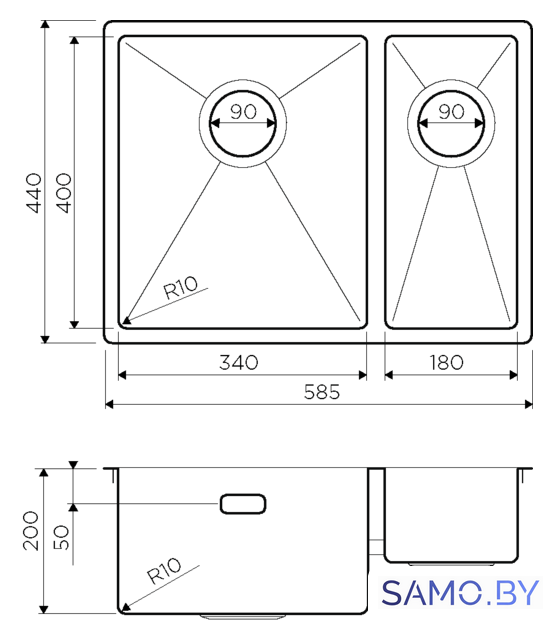 Кухонная мойка Omoikiri Taki 58-2-U/IF IN-L - Изображение №2 — Интернет-магазин samo.by
