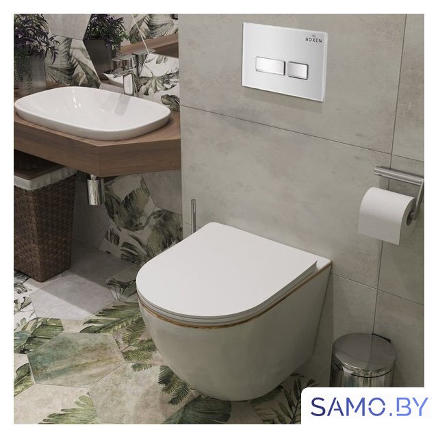 Унитаз подвесной Roxen Antares Gold в комплекте с инсталляцией StounFix Dual Fresh 6 в 1 904965 (белое стекло) - Изображение №9 — Интернет-магазин samo.by