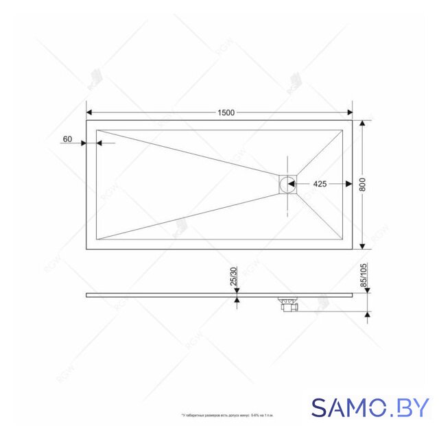 Душевой поддон RGW ST-0158G 16152815-02 80x150 - Изображение №4 — Интернет-магазин samo.by