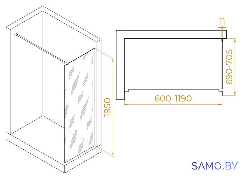 Душевая стенка RGW WA-002W 35100207-15 70 (белый/прозрачное стекло) - Изображение №2 — Интернет-магазин samo.by