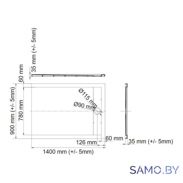 Душевой поддон Wasserkraft Abens 20T36 - Изображение №2 — Интернет-магазин samo.by