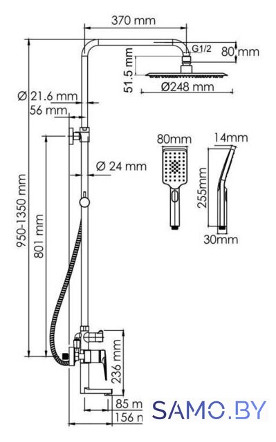 Душевая система  Wasserkraft A155.259.201.BG - Изображение №3 — Интернет-магазин samo.by