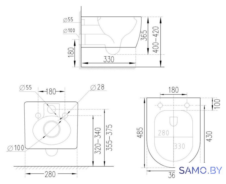 Унитаз подвесной Roxen Antares One Rimless 6 в 1 StounFix Dual Fresh 579124 (кнопка: черный матовый) - Изображение №17 — Интернет-магазин samo.by