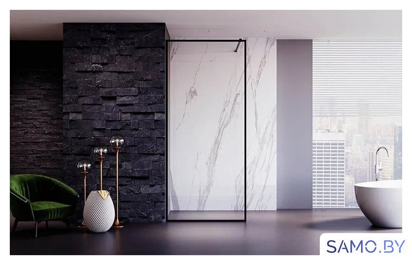 Душевая стенка Veconi 100x200 KR81B-100-01-C8 (стекло прозрачное/черный) - Изображение №3 — Интернет-магазин samo.by