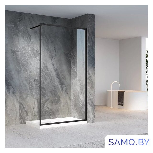 Душевая стенка Veconi 100x200 KR81B-100-01-C8 (стекло прозрачное/черный) - Изображение №2 — Интернет-магазин samo.by