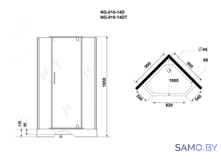 Душевой уголок Niagara NG-010-14DT 100x100 - Изображение №8 — Интернет-магазин samo.by