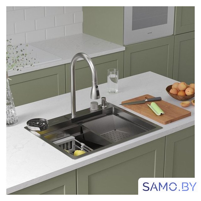 Кухонная мойка Roxen Stage Plus 560250-60 многофункциональная 8 в 1 (60*48/сатин) - Изображение №2 — Интернет-магазин samo.by