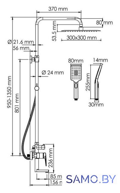 Душевая система  Wasserkraft A155.260.201.BG - Изображение №3 — Интернет-магазин samo.by