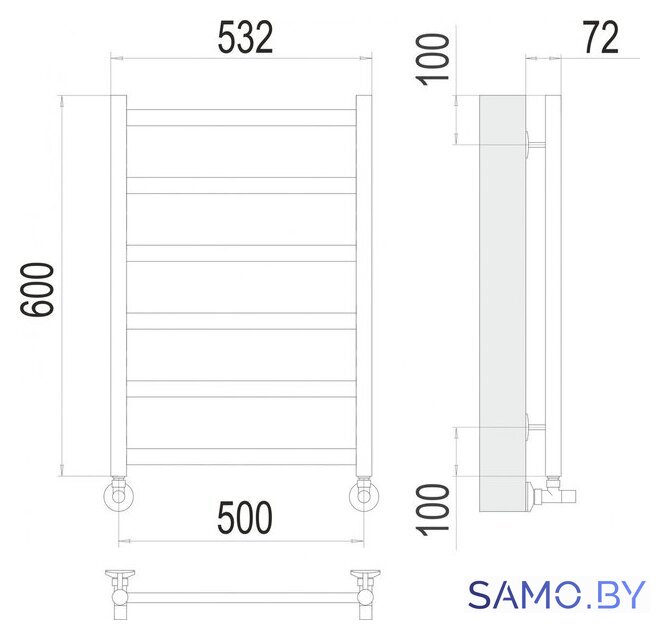 Полотенцесушитель TERMINUS Аврора П6 500x600 (RAL 9003) - Изображение №2 — Интернет-магазин samo.by