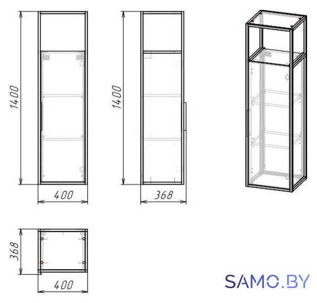  Grossman Шкаф-пенал Лофт 40 304001 - Изображение №3 — Интернет-магазин samo.by