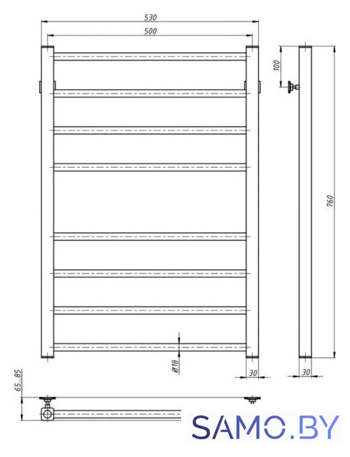 Полотенцесушитель Stinox Classic 50x80 cl80zs (золото сатин) - Изображение №3 — Интернет-магазин samo.by