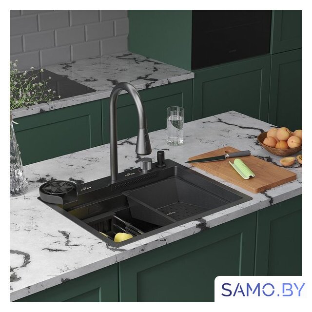 Кухонная мойка Roxen Stage Plus 560250-60B многофункциональная 8 в 1 (60*48/графит) - Изображение №1 — Интернет-магазин samo.by