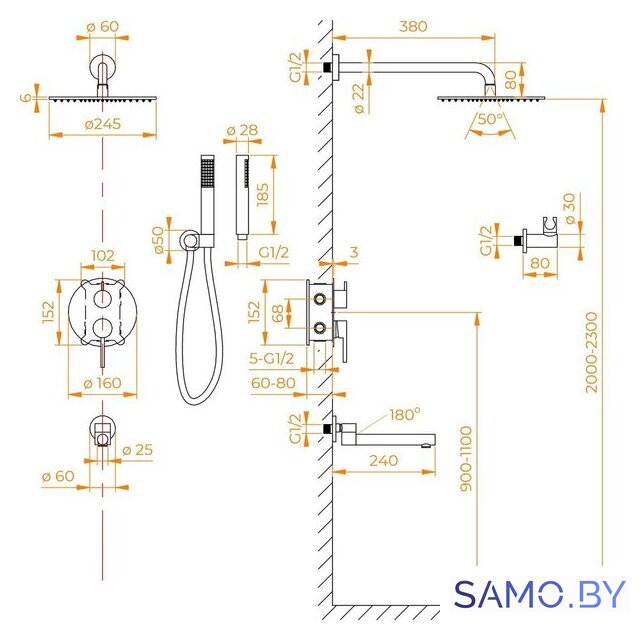 Душевая система  RGW SP-55B - Изображение №5 — Интернет-магазин samo.by