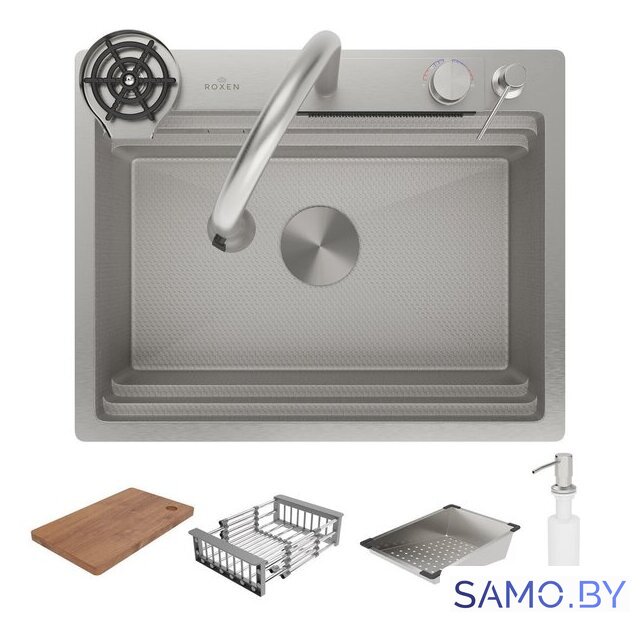 Кухонная мойка Roxen Stage Plus 560250-60-S многофункциональная 8 в 1 (60*48/текстурный сатин) - Изображение №3 — Интернет-магазин samo.by