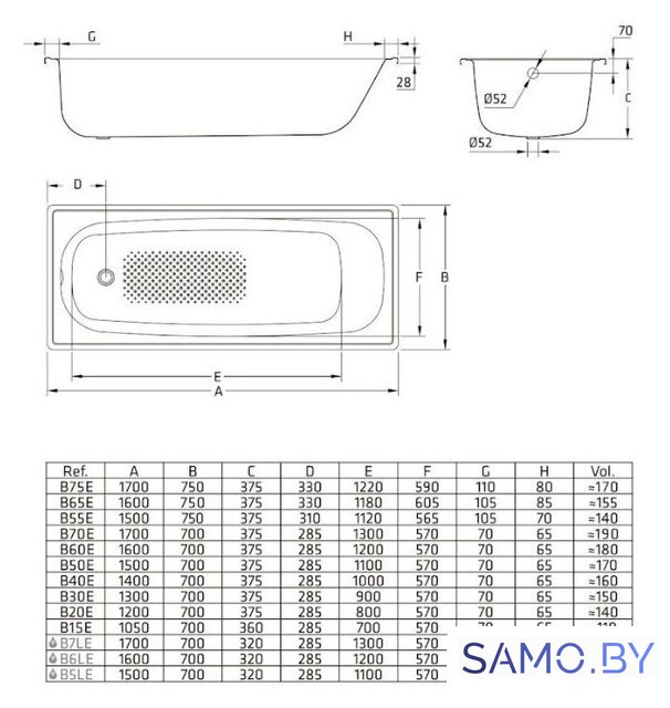 Ванна BLB Europa 150x70 - Изображение №8 — Интернет-магазин samo.by