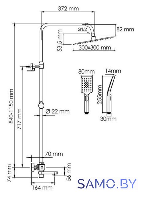 Душевая система  Wasserkraft A199.260.201.BG Thermo - Изображение №3 — Интернет-магазин samo.by