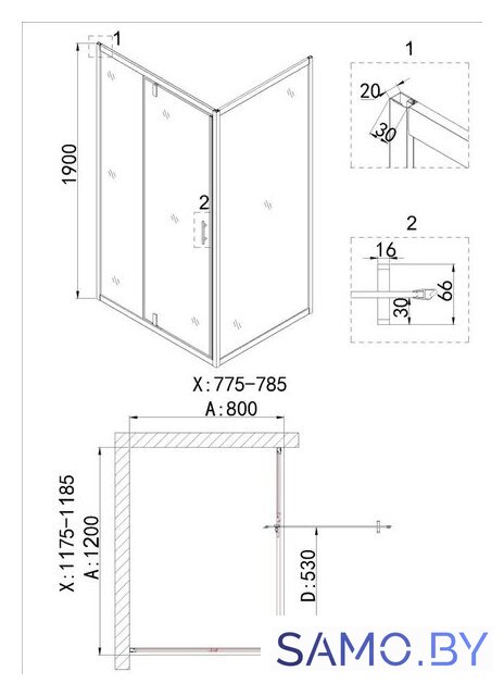 Душевая стенка Niagara NG-A80G 80x190 - Изображение №3 — Интернет-магазин samo.by