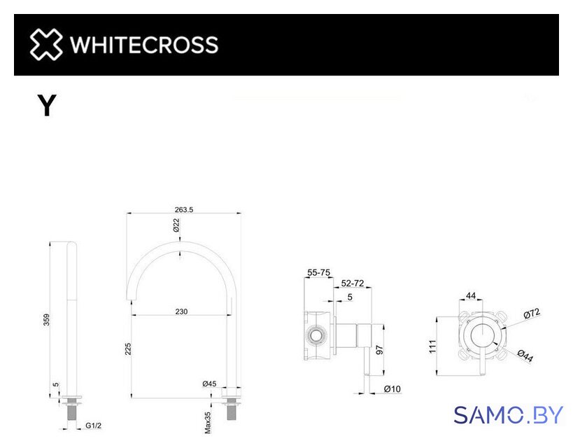 Смеситель Whitecross Y1219GLB (брашированное золото) - Изображение №2 — Интернет-магазин samo.by