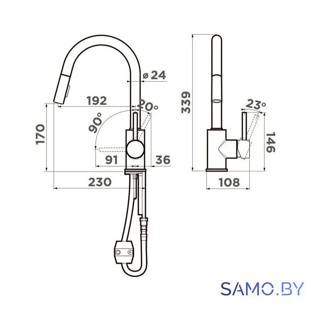 Смеситель Omoikiri Shinagawa-SB-C (хром) - Изображение №2 — Интернет-магазин samo.by
