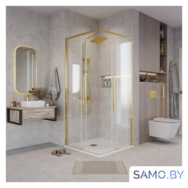 Душевой уголок Grossman Galaxy 90x90x195 300.K33.01.9090.32.00 (золото сатин/прозрачное стекло) - Изображение №8 — Интернет-магазин samo.by