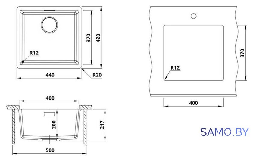 Кухонная мойка Roxen Gap 360270-44NG - Изображение №3 — Интернет-магазин samo.by