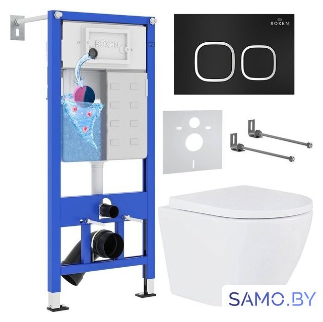 Унитаз подвесной Roxen Antares One Rimless 6 в 1 StounFix Dual Fresh 543489 (кнопка: черный матовый) - Изображение №1 — Интернет-магазин samo.by