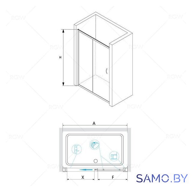Душевая дверь RGW PA-016 350801613-21 130 (хром/матовое-сатинат стекло) - Изображение №2 — Интернет-магазин samo.by