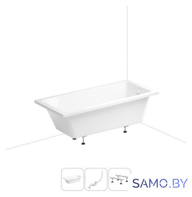 Ванна Wellsee FreeDom 180x85 231103006 (встраиваемая ванна белый глянец, ножки, сифон-автомат глянцевый белый) - Изображение №1 — Интернет-магазин samo.by