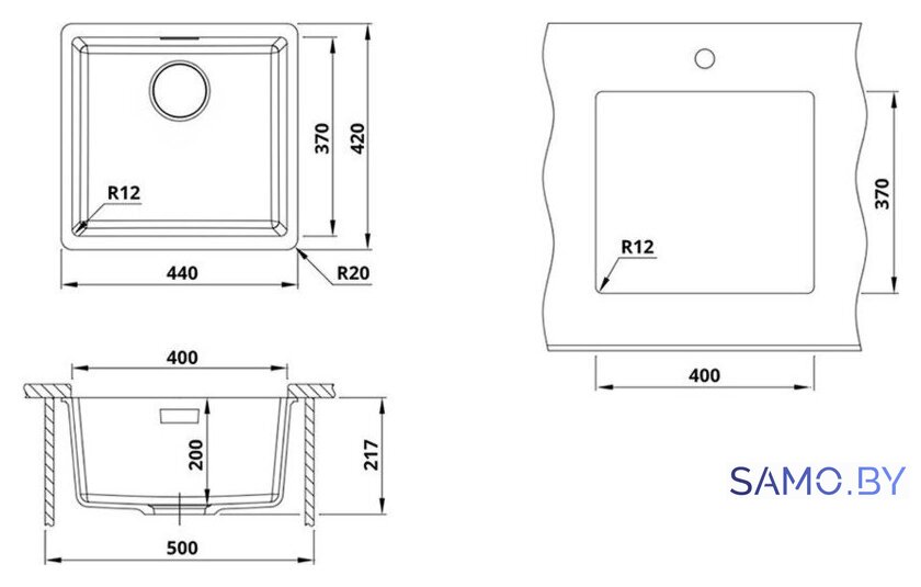 Кухонная мойка Roxen Gap 360270-44CW - Изображение №3 — Интернет-магазин samo.by